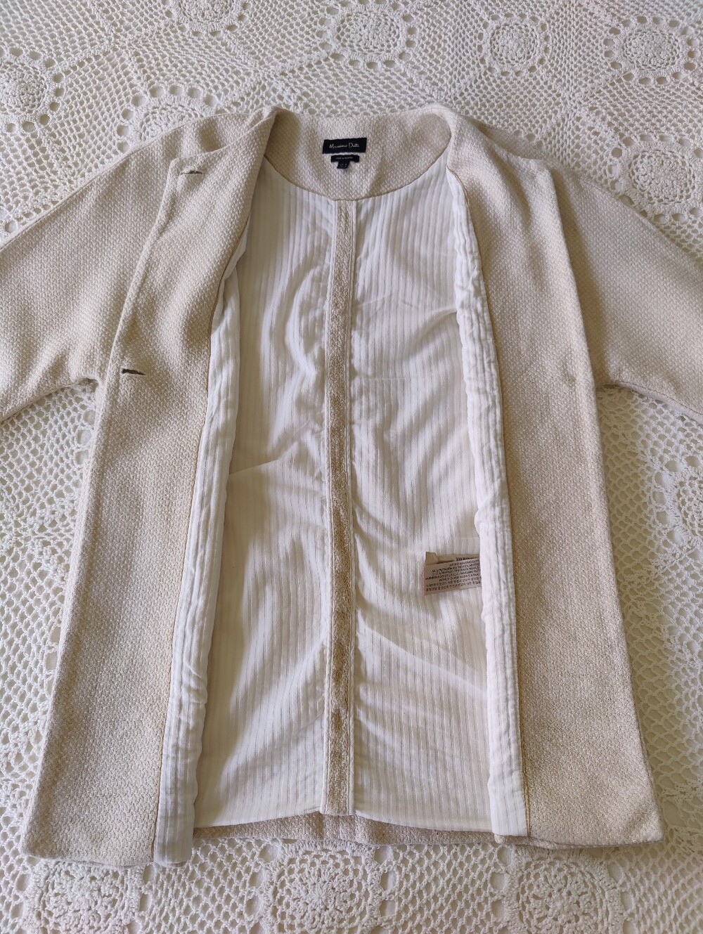 Massimo Dutti Cream and Beige Linen Coat - Picture 5 of 9